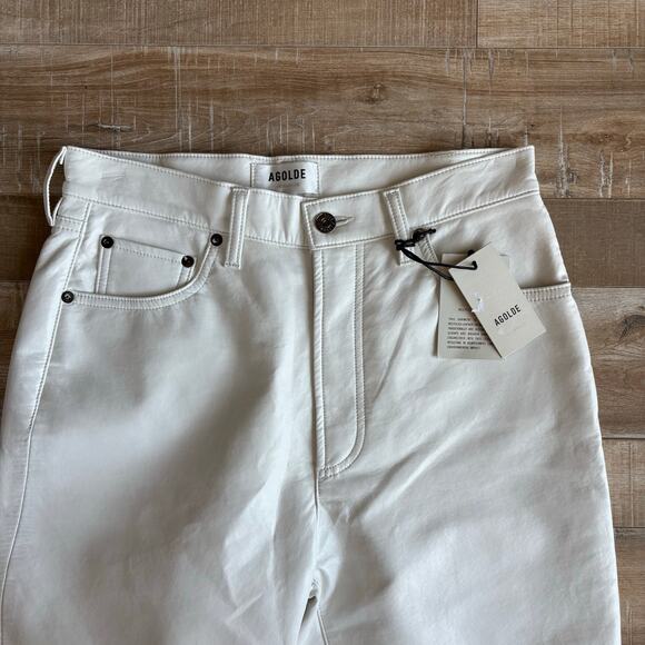 AGOLDE Recycled Leather Riley Long Pants Size 28 Lace White - Picture 3 of 11
